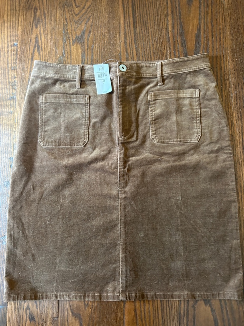 J. Jill Brown Corduroy Pencil Skirt with Front Patch Pockets